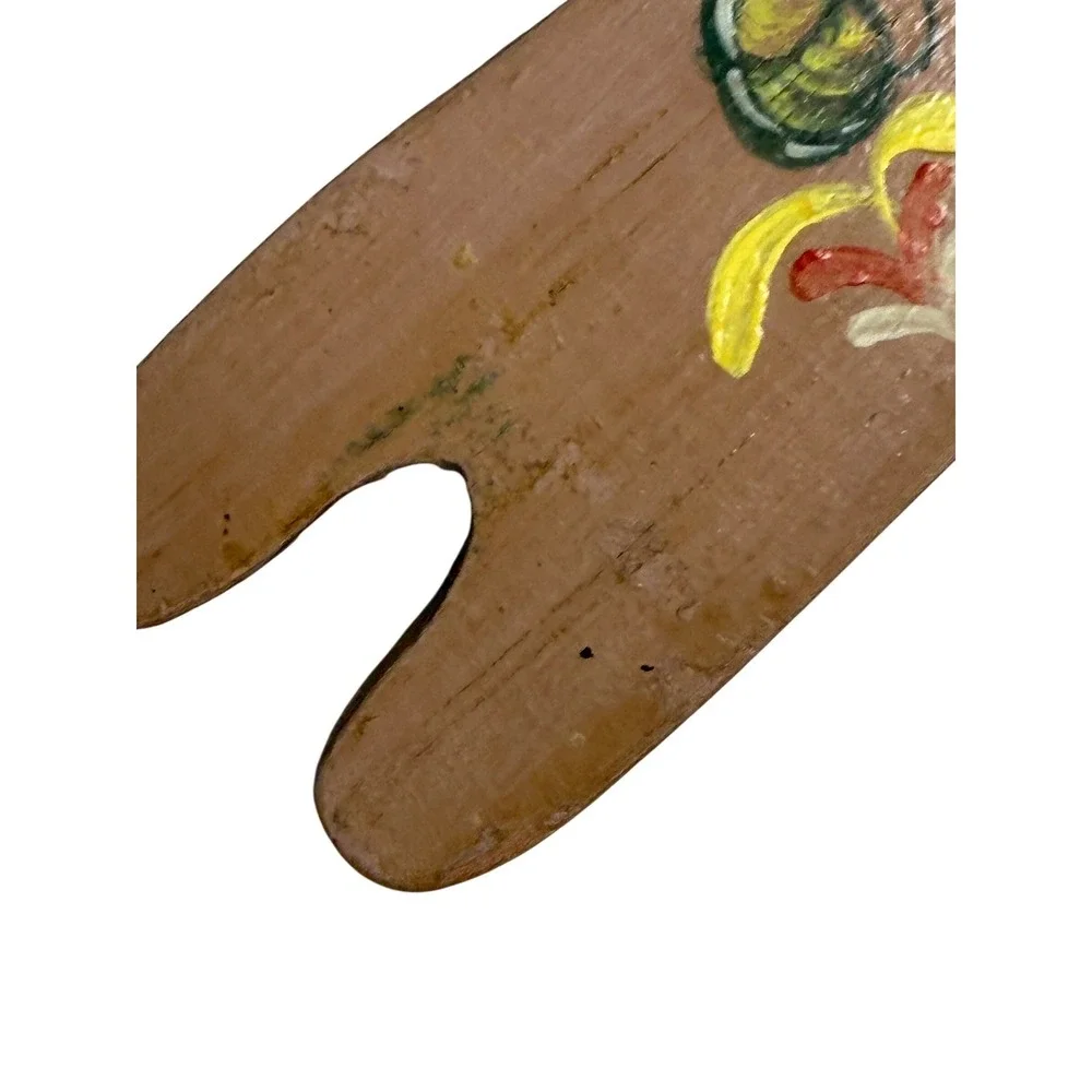 Vintage Hand Painted Oven Rack Jack Wooden Rack Pull Signed Folk Art 1980